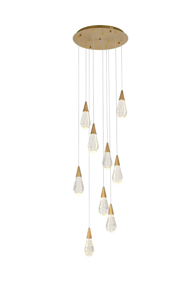 Amora 20" 9-Light Round Crystal Pendant in Satin Gold And Clear