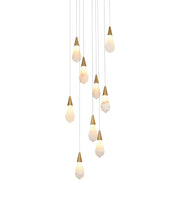 Amora 20" 9-Light Round Alabaster Pendant in Satin Gold And Frosted White