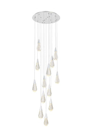 Amora 24" 13-Light Round Pendant in Chrome And Clear