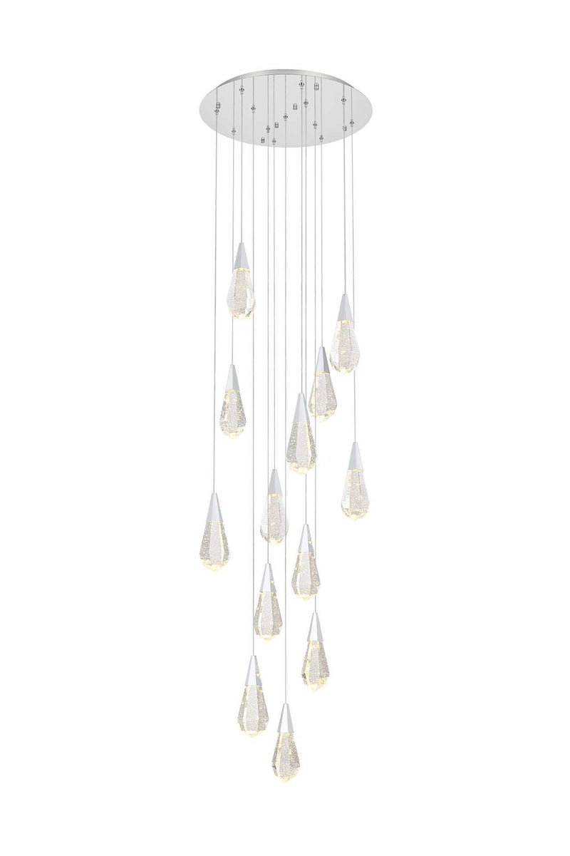 Amora 24" 13-Light Round Pendant in Chrome And Clear
