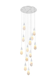 Amora 24" 13-Light Round Pendant in Chrome And Frosted White