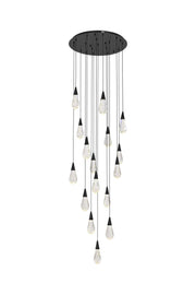 Amora 28" 16-Light Round Pendant in Black And Clear