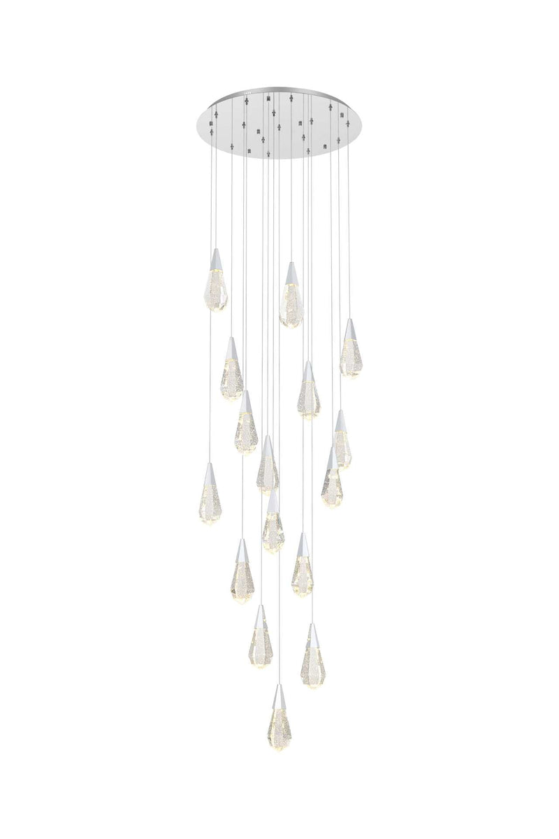 Amora 28" 16-Light Round Pendant in Chrome And Clear