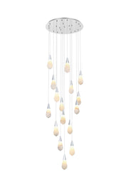 Amora 28" 16-Light Round Pendant in Chrome And Frosted White