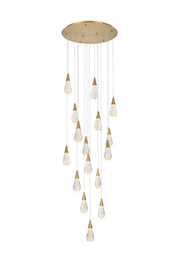 Amora 28" 16-Light Round Pendant in Satin Gold And Clear