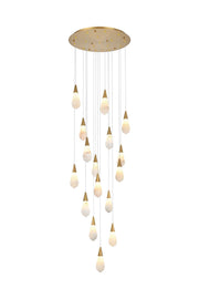 Amora 28" 16-Light Round Pendant in Satin Gold And Frosted White