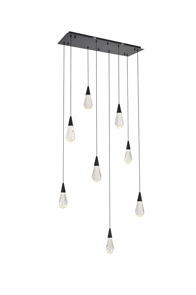 Amora 36" 8-Light Linear Pendant in Black And Clear