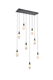 Amora 36" 8-Light Linear Pendant in Black And Frosted White