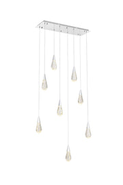 Amora 36" 8-Light Linear Pendant in Chrome And Clear