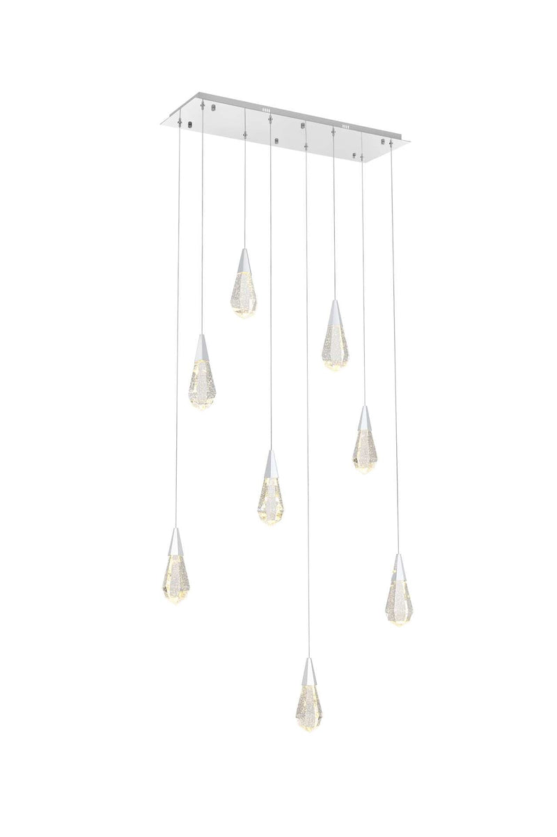 Amora 36" 8-Light Linear Pendant in Chrome And Clear
