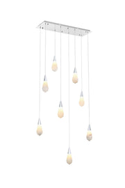 Amora 36" 8-Light Linear Pendant in Chrome And Frosted White