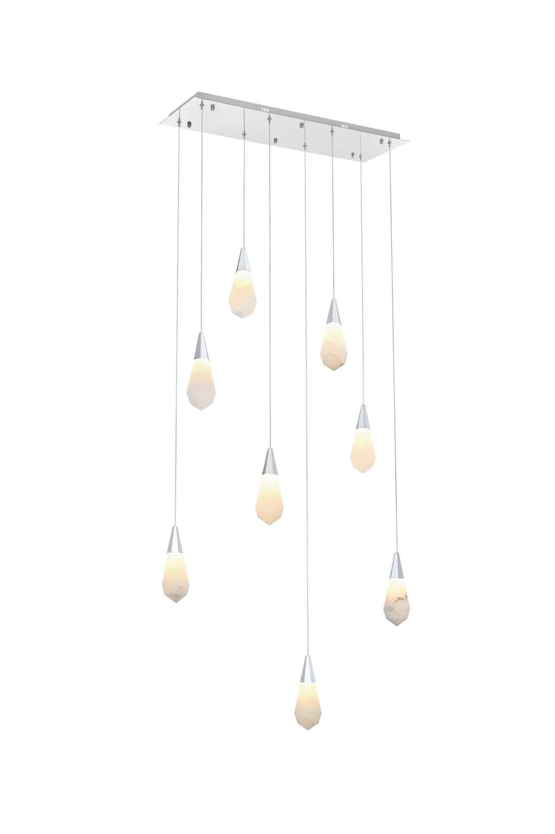 Amora 36" 8-Light Linear Pendant in Chrome And Frosted White