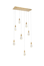 Amora 36" 8-Light Linear Pendant in Satin Gold And Clear