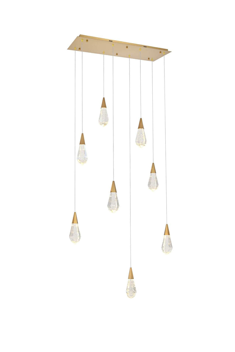 Amora 36" 8-Light Linear Pendant in Satin Gold And Clear