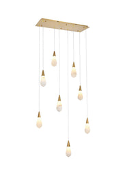 Amora 36" 8-Light Linear Pendant in Satin Gold And Frosted White