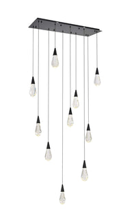 Amora 42" 10-Light Linear Pendant in Black And Clear