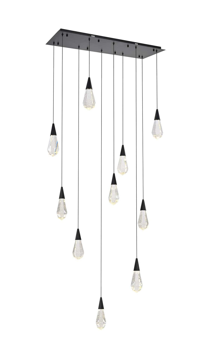 Amora 42" 10-Light Linear Pendant in Black And Clear