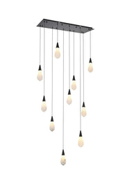 Amora 42" 10-Light Linear Pendant in Black And Frosted White