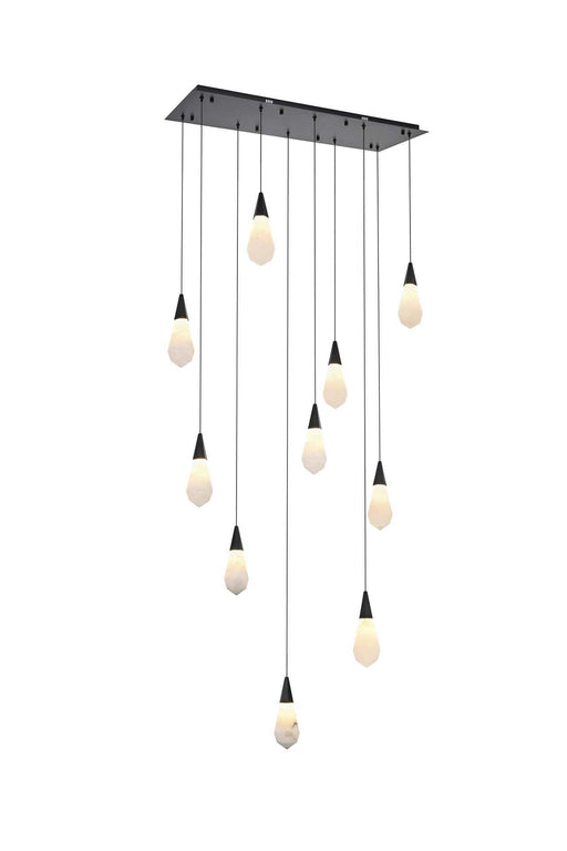Amora 42" 10-Light Linear Pendant in Black And Frosted White