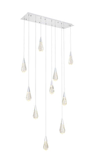 Amora 42" 10-Light Linear Pendant in Chrome And Clear