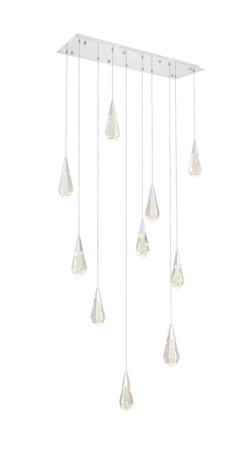 Amora 42" 10-Light Linear Pendant in Chrome And Clear