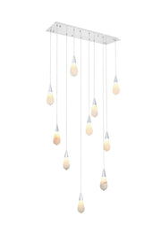 Amora 42" 10-Light Linear Pendant in Chrome And Frosted White