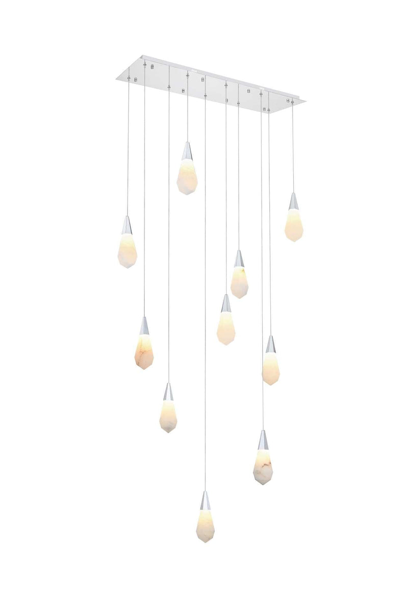 Amora 42" 10-Light Linear Pendant in Chrome And Frosted White
