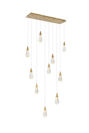 Amora 42" 10-Light Linear Pendant in Satin Gold And Clear