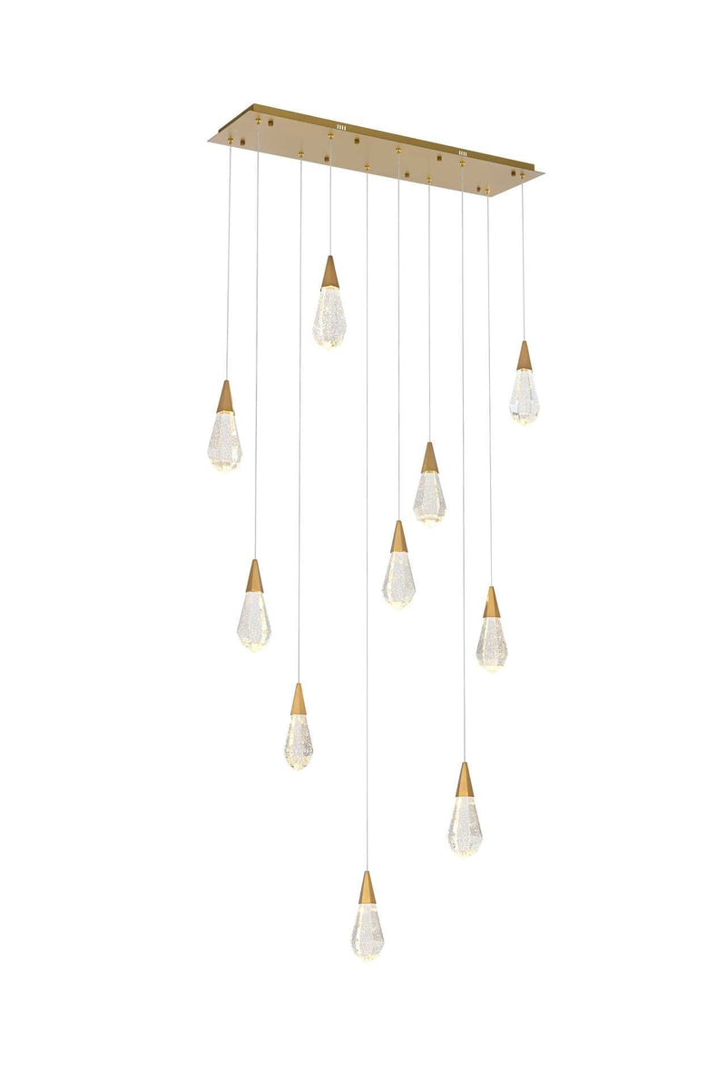 Amora 42" 10-Light Linear Pendant in Satin Gold And Clear