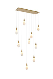 Amora 42" 10-Light Linear Pendant in Satin Gold And Frosted White