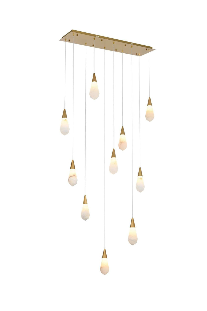 Amora 42" 10-Light Linear Pendant in Satin Gold And Frosted White