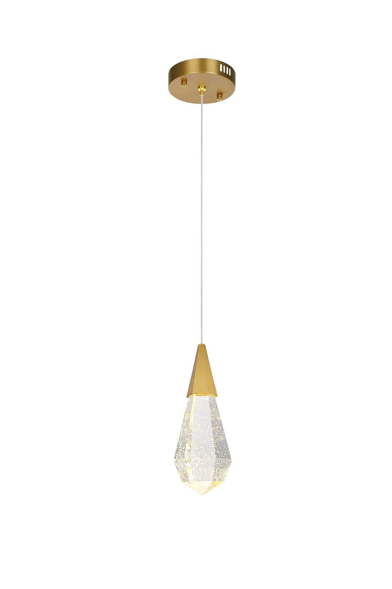 Amora 5" Mini Pendant in Satin Gold And Clear