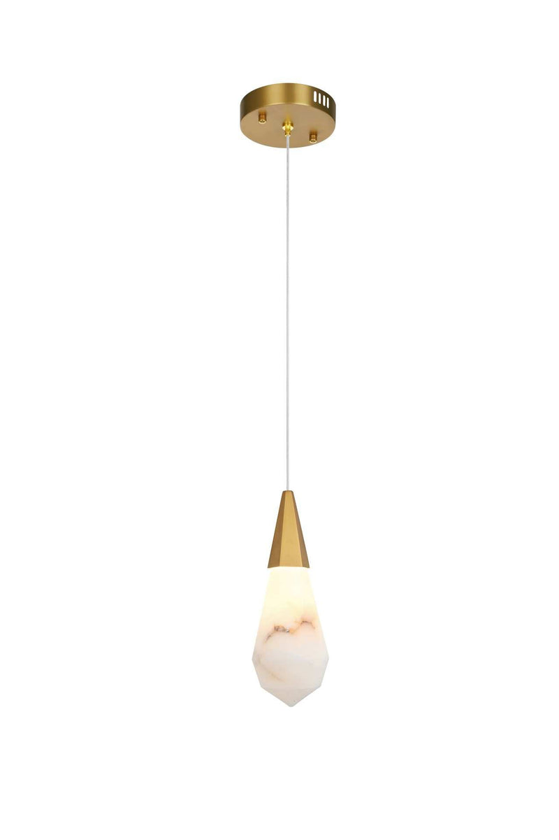 Amora 5" Mini Pendant in Satin Gold And Frosted White