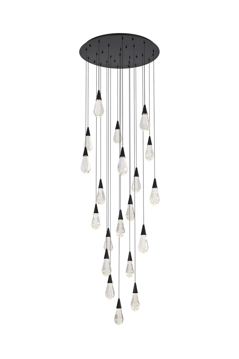 Amora 32" 20-Light Chandelier in Black And Clear