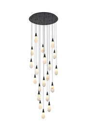 Amora 32" 20-Light Chandelier in Black And Frosted White