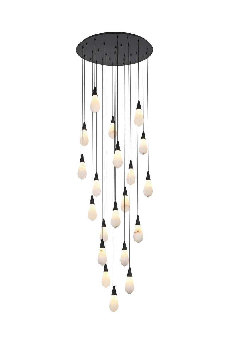 Amora 32" 20-Light Chandelier in Black And Frosted White