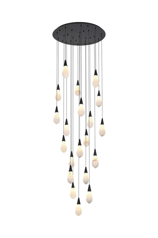 Amora 32" 20-Light Chandelier in Black And Frosted White