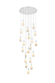 Amora 32" 20-Light Chandelier in Chrome And Frosted White