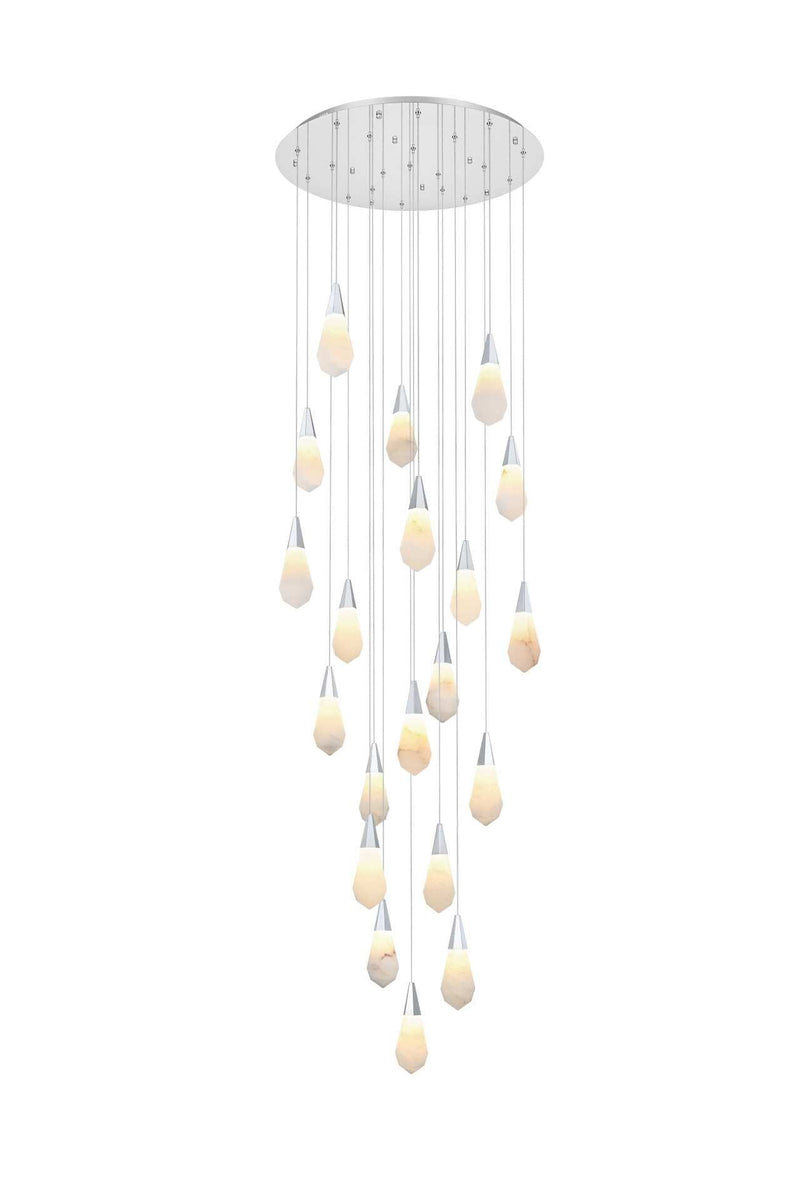 Amora 32" 20-Light Chandelier in Chrome And Frosted White