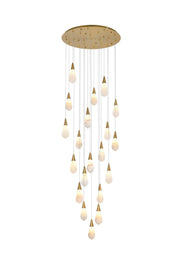 Amora 32" 20-Light Chandelier in Satin Gold And Frosted White