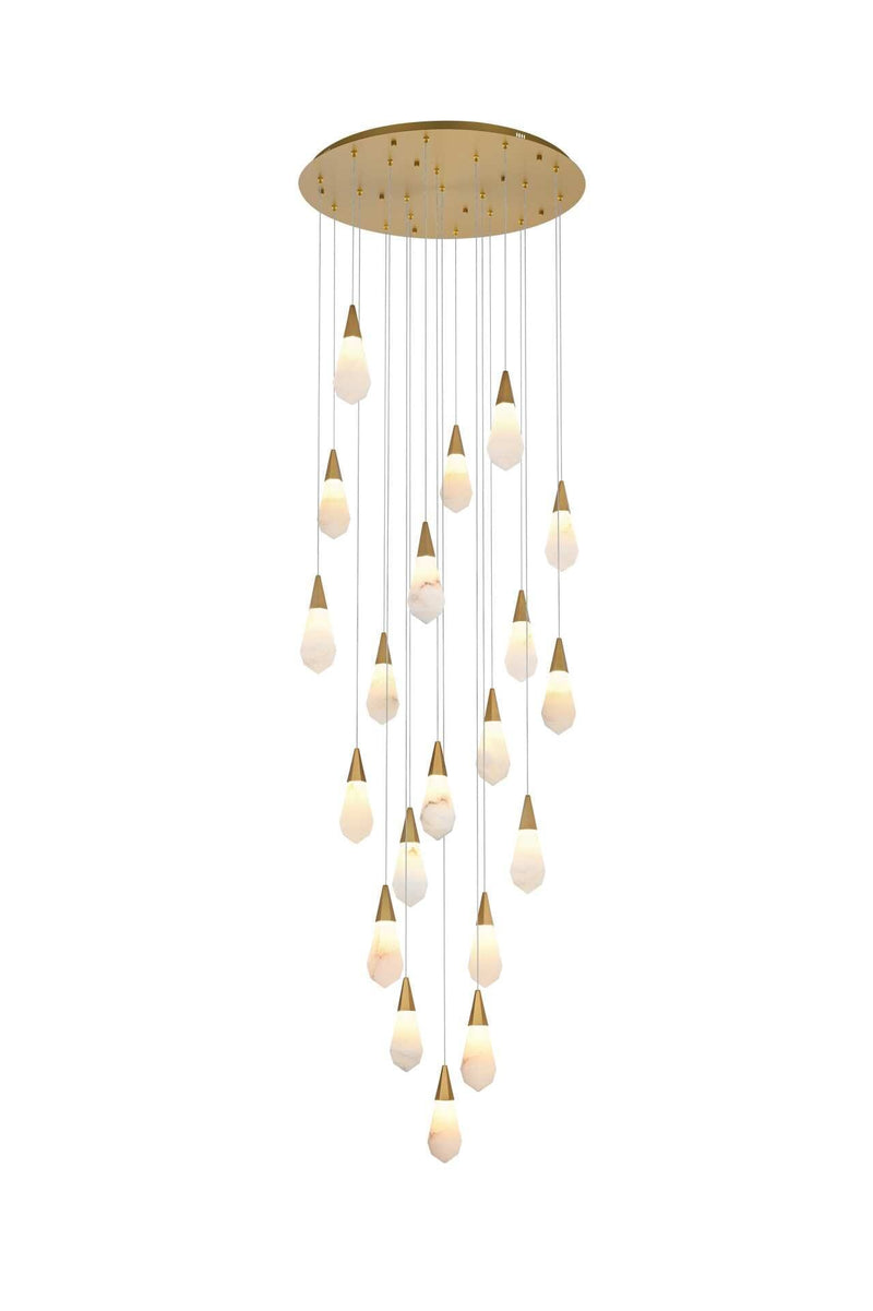 Amora 32" 20-Light Chandelier in Satin Gold And Frosted White
