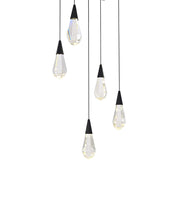Amora 16" 5-Light Square Crystal Pendant in Black And Clear