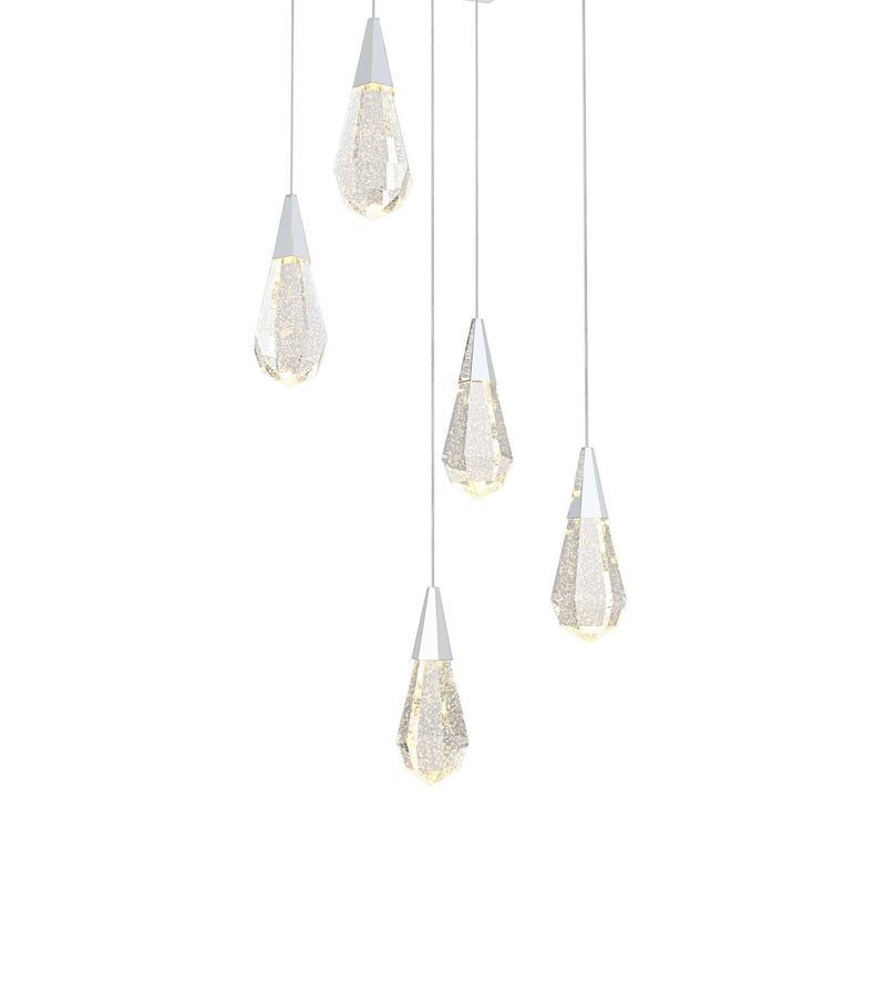 Amora 16" 5-Light Square Crystal Pendant in Chrome And Clear