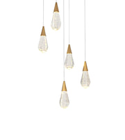 Amora 16" 5-Light Square Crystal Pendant in Satin Gold And Clear