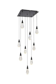 Amora 20" 9-Light Square Crystal Pendant in Black And Clear