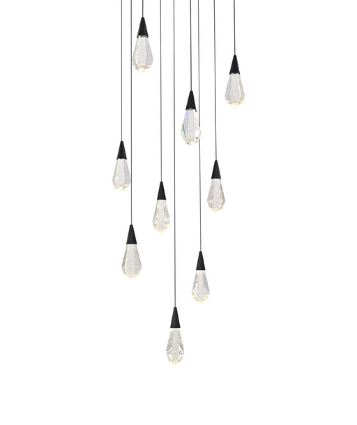 Amora 20" 9-Light Square Crystal Pendant in Black And Clear