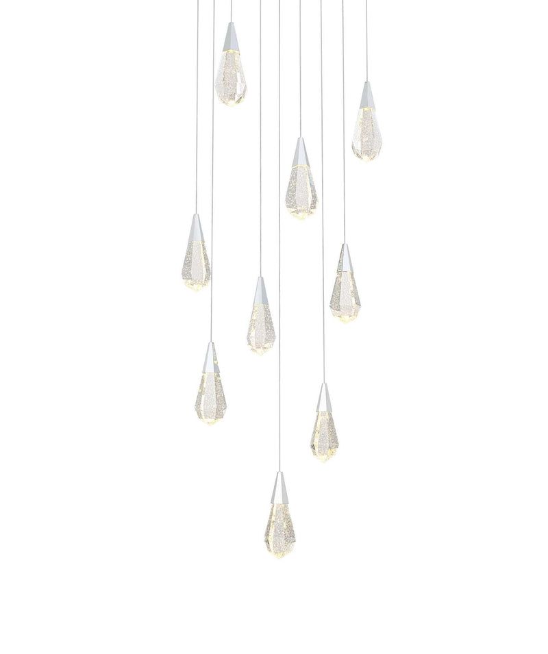 Amora 20" 9-Light Square Crystal Pendant in Chrome And Clear