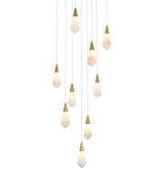 Amora 20" 9-Light Square Alabaster Pendant in Satin Gold And Frosted White