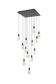 Amora 26" 13-Light Square Pendant in Black And Clear