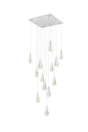 Amora 26" 13-Light Square Pendant in Chrome And Clear